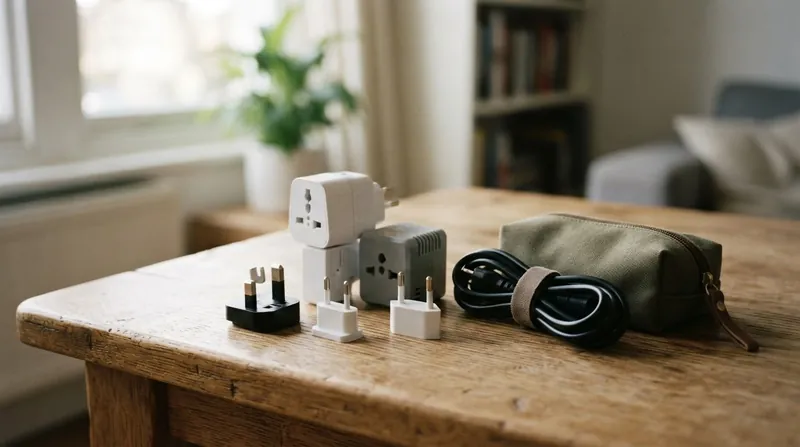Illustration: A passive adapter (left) contains no circuitry, while a true voltage converter (right) uses heavy internal coils to reduce the current.