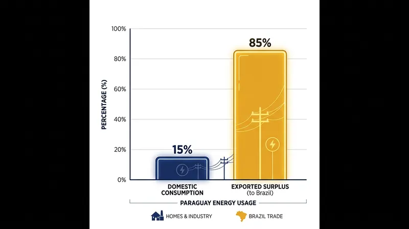 Paraguay consumes only a fraction of its 50 Hz generation share, exporting the vast majority to Brazil.