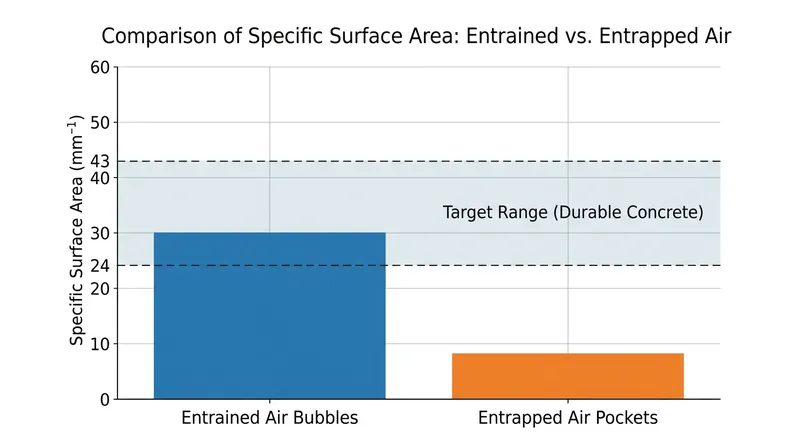 A durable air-void system requires a massive surface area relative to its volume to ensure the bubbles are small and densely packed.