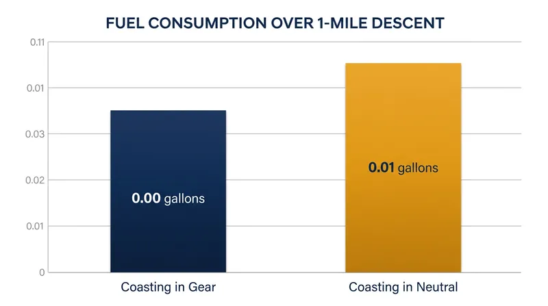 Coasting in neutral forces the engine to burn fuel to maintain its idle speed, while coasting in gear consumes zero fuel.