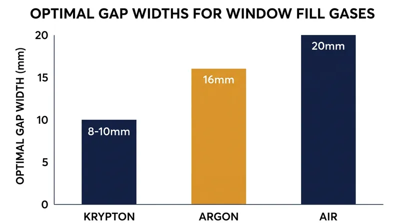 Denser gases like argon and krypton require narrower cavities to suppress convective currents.