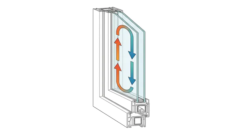 Once the cavity exceeds 16 millimeters, the gas forms a circulating loop that actively ferries heat across the void.