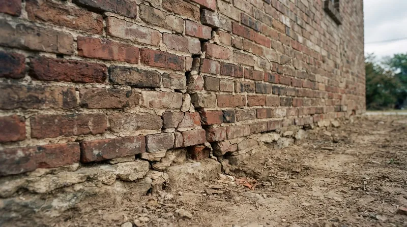 Illustration: Differential subsidence caused by a drying aquifer can tear historic brickwork apart.