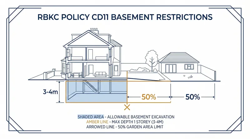 Modern planning policies restrict excavations to 50 percent of the garden area to preserve natural groundwater corridors.
