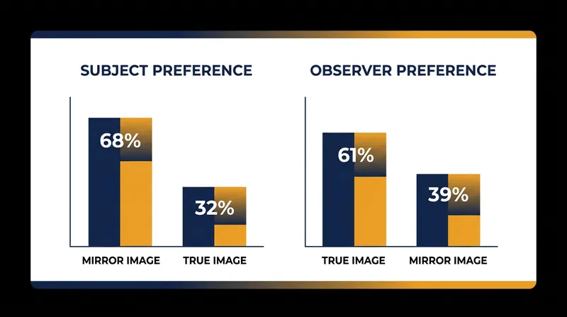 Subjects prefer their mirror image, while friends prefer the true photograph.