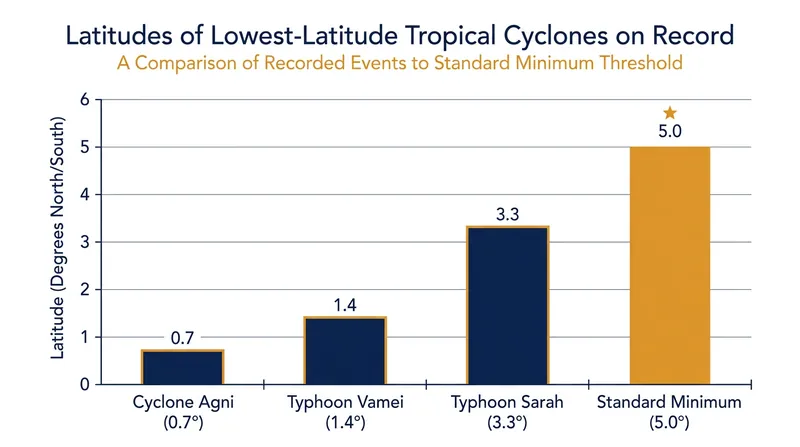 Typhoon Vamei and Cyclone Agni broke the long-standing rule that cyclones cannot form within 5 degrees of the equator.