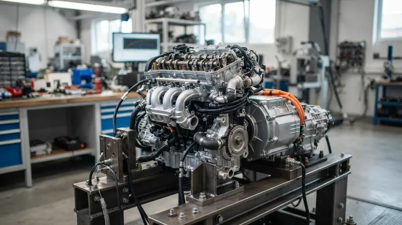 Illustration: The hybrid control unit constantly balances the electric motor's torque with the gasoline engine's highly efficient cruising power.