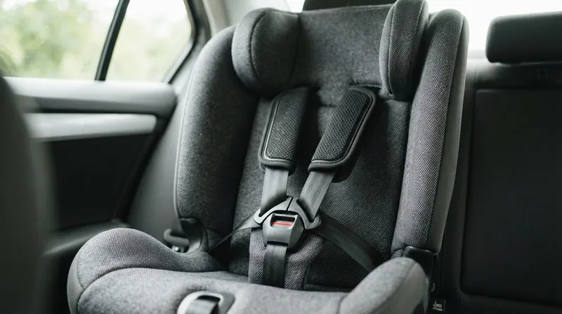 Illustration: European seats compensate for the lack of a chest clip with rigid, high-friction shoulder pads.