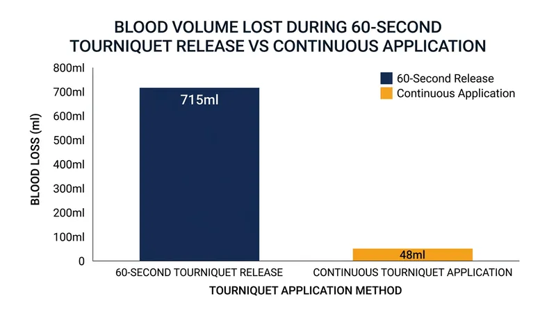 A single 60-second release can drain hundreds of milliliters of blood, causing incremental exsanguination.