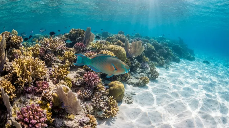 Illustration: Without the constant biological replenishment provided by parrotfish, many tropical beaches would rapidly erode into the sea.
