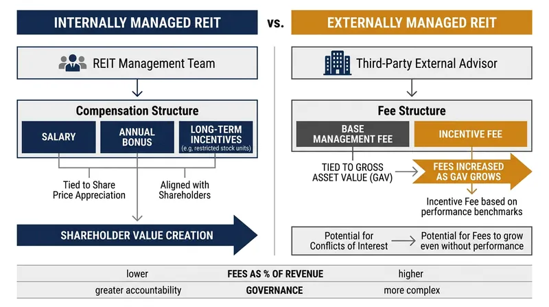 How management structures dictate financial incentives in real estate investment trusts.