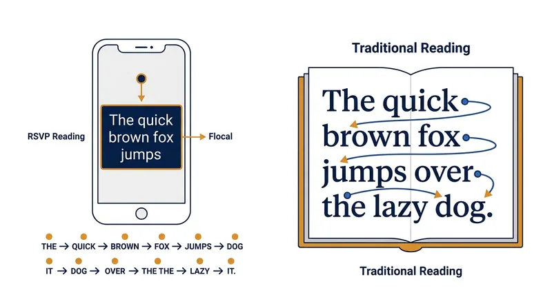 RSVP applications eliminate eye movements but quickly overwhelm the brain's working memory buffer.