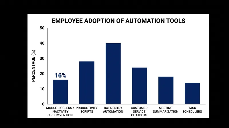 Approximately 16 percent of employees utilize automation tools to bypass corporate inactivity tracking.