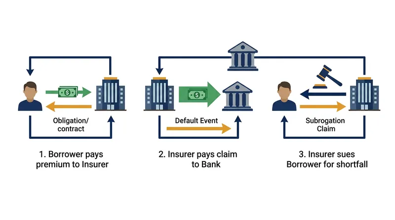 The legal mechanism of subrogation transfers the bank's right to collect the debt directly to the mortgage insurer.