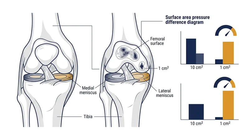 Twisting the knee destroys joint congruency, concentrating reaction forces onto a tiny area of the medial meniscus.