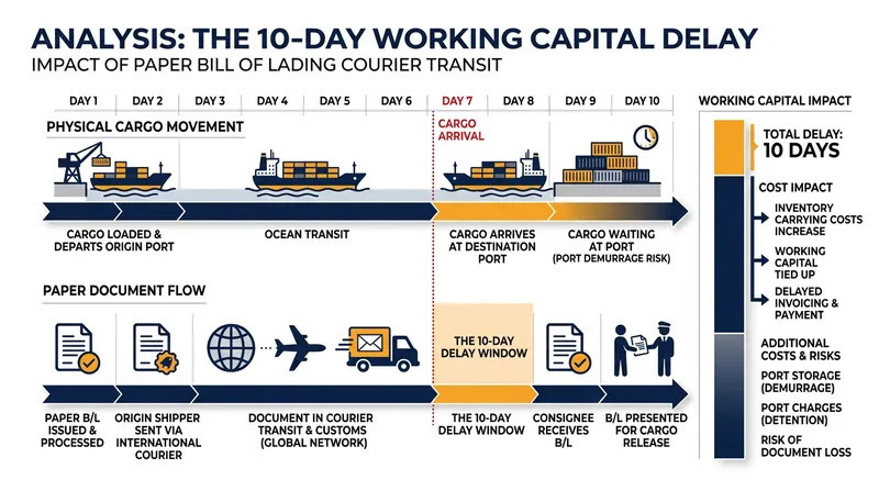 Paper documents often lag behind the physical movement of the cargo.