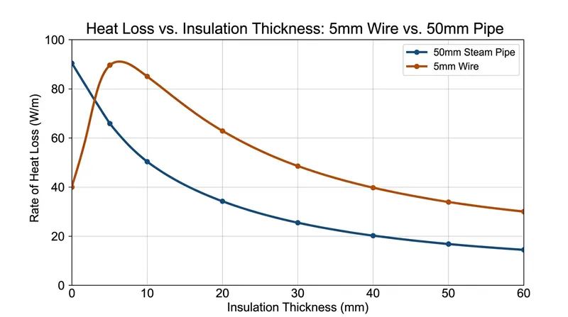 Objects starting below the critical radius experience a surge in heat loss, while larger objects see immediate thermal resistance.