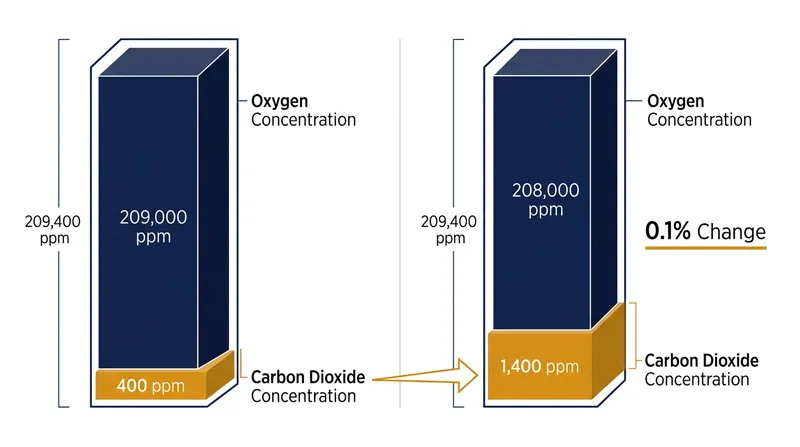 A 1,000 ppm increase in carbon dioxide displaces only 0.1 percent of a room's oxygen.