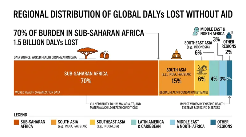 A collapse in international health aid would disproportionately affect sub-Saharan Africa, costing the region over a billion healthy years.