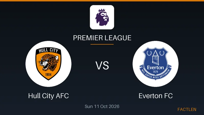 A Hull City soccer player celebrates a goal on the pitch while an Everton player looks disappointed.
