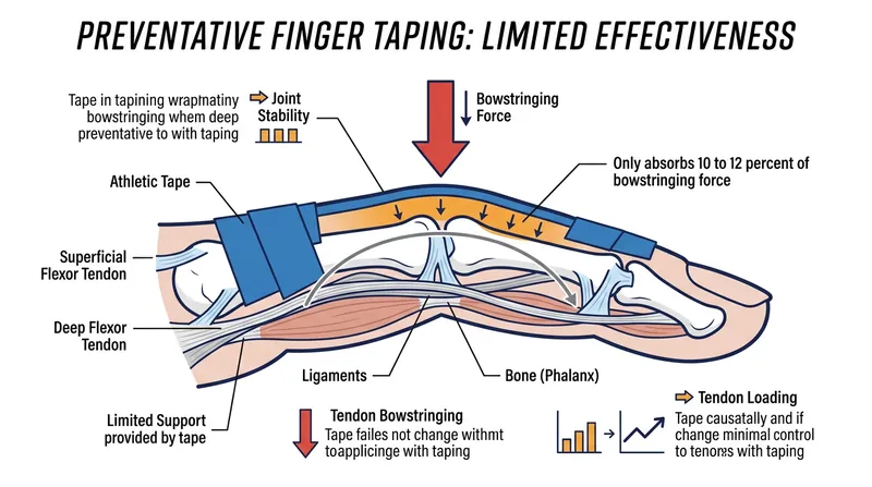 Standard athletic tape stretches under load, absorbing a maximum of 12 percent of the outward bowstringing force.
