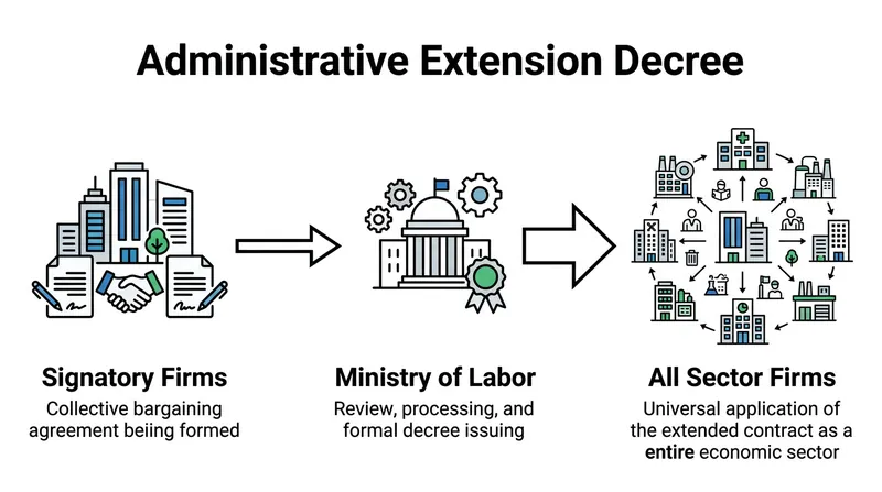 How a private agreement between a union and an employer association becomes a statutory mandate for an entire industry.