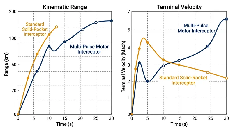 Standard interceptors lose kinetic energy as they coast toward a target, while multi-pulse designs maintain the velocity required to outmaneuver hypersonic threats.