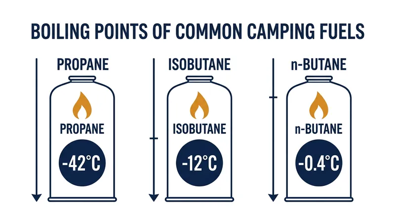 Propane vaporizes at much lower temperatures than isobutane, driving the pressure in cold conditions.