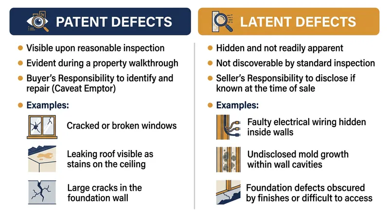The legal distinction between visible and hidden flaws dictates post-sale liability.