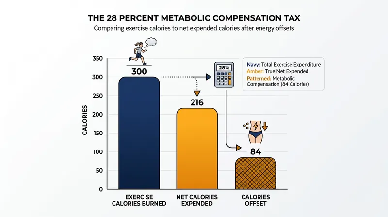 Average metabolic compensation erases nearly a third of the calories burned during a workout.