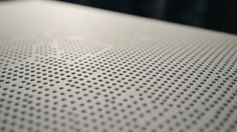 Illustration: When the fixed grid of a digital projector aligns with a screen's perforations, it can create a distracting moiré interference pattern.