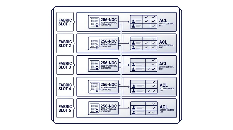 The Matter specification mandates that certified devices support at least five concurrent fabric slots.