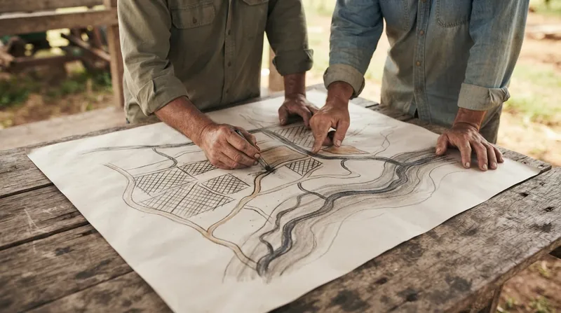 Illustration: Local residents often draw resource maps to determine the most effective route for a transect walk.
