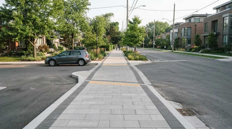 Illustration: Reclaiming street space for pedestrians requires structural changes to the intersection geometry.