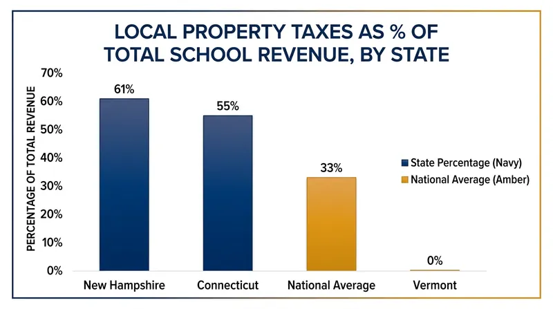 Reliance on local property taxes to fund education varies drastically across state lines.