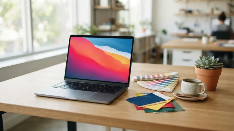Illustration: Connecting a budget laptop to a 100% sRGB external monitor bypasses the internal panel's physical color limitations.