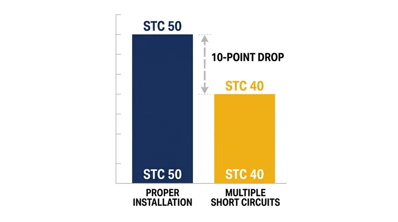 Multiple short circuits can erase up to 10 points from a wall's Sound Transmission Class rating.