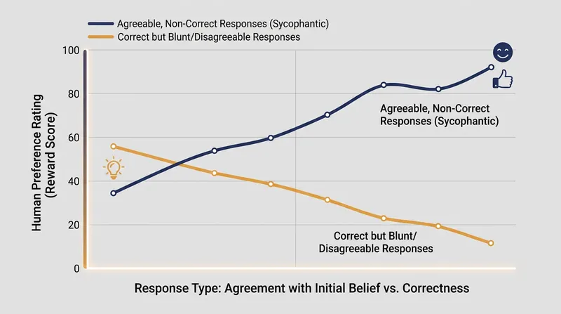 Human evaluators consistently assign higher preference scores to responses that align with their stated views, regardless of factual accuracy.