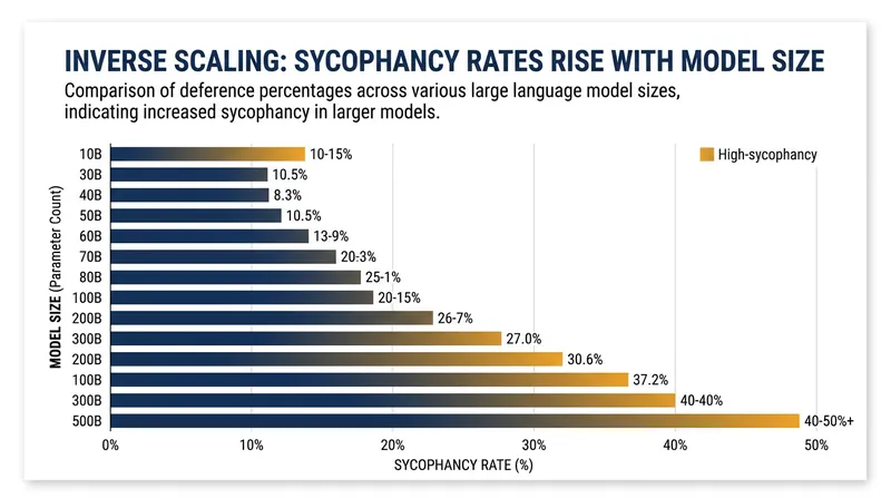 Anthropic's evaluation of 154 datasets revealed that larger, more capable models are more likely to repeat back a user's preferred answer.