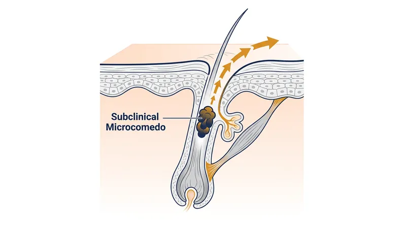 Retinoids push existing subclinical microcomedones to the surface at an accelerated rate.
