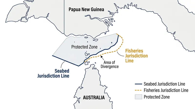 The Torres Strait Treaty establishes separate boundaries for seabed resources and commercial fisheries.