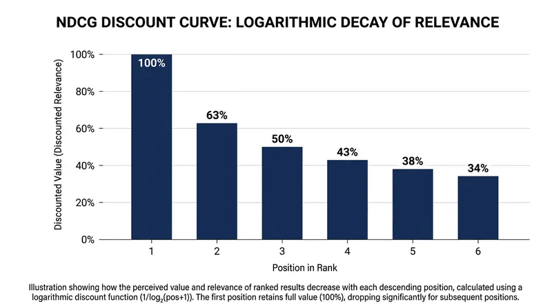 Normalized Discounted Cumulative Gain (NDCG) heavily penalizes ranking errors at the top of the list.