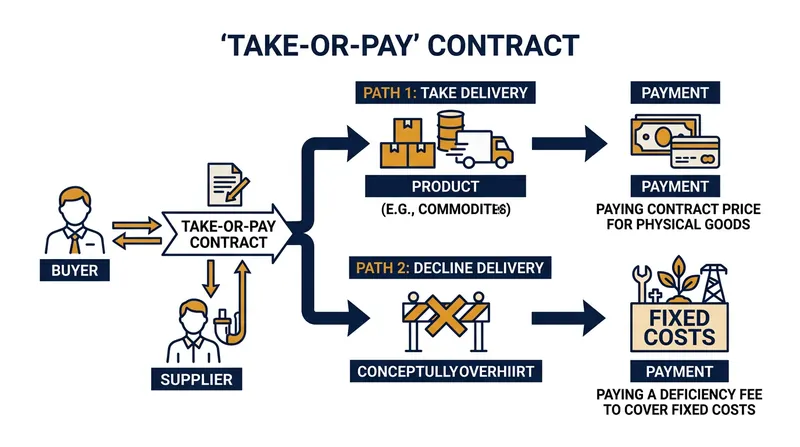 Under a take-or-pay structure, declining delivery triggers a deficiency payment that functions as an option fee rather than a penalty.