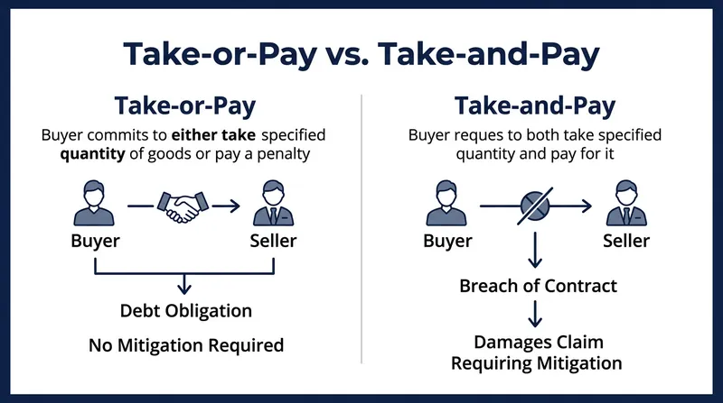 The legal classification of the shortfall payment dictates whether the seller must attempt to resell the unused capacity.