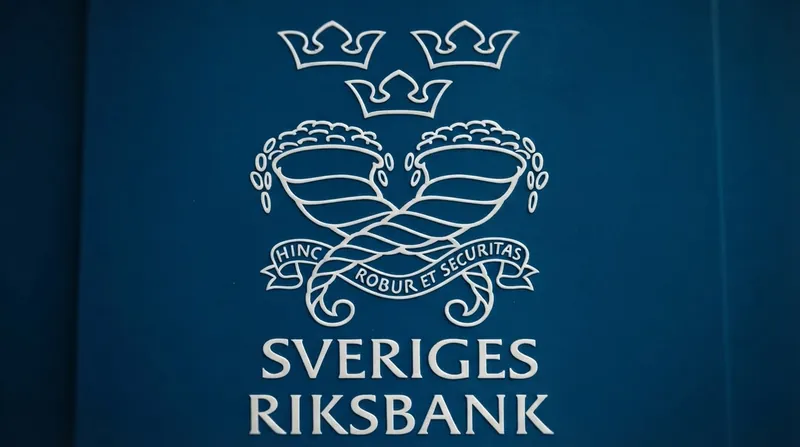 The exterior facade of the Sveriges Riksbank building in Stockholm, Sweden, where the Nobel economics prize is administered.