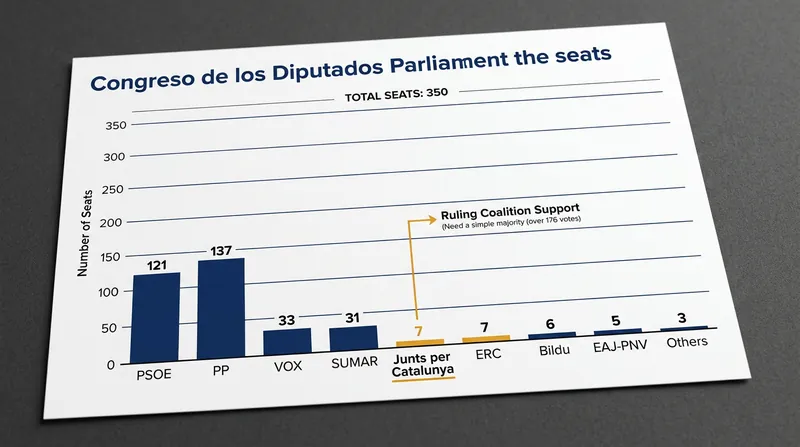 Prime Minister Pedro Sánchez's coalition relies on seven parliamentary votes from Puigdemont's Junts party to maintain a working majority.