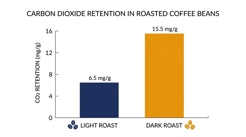 Darker roasts retain significantly more trapped carbon dioxide within their cellular structure, providing more gas to fuel crema formation.