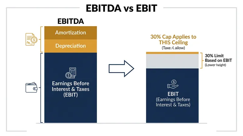 Removing depreciation add-backs mechanically lowers the ceiling for allowable interest deductions.