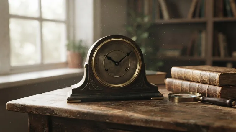 A weathered vintage town square clock displaying exactly two o'clock against a blurred background.