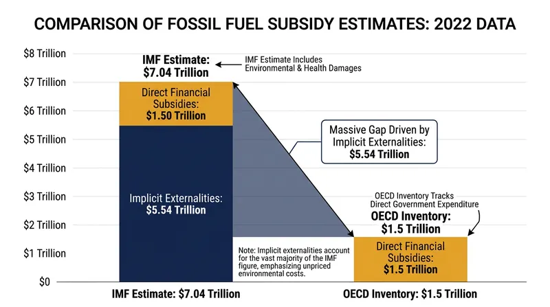 The $5.5 trillion divergence between the IMF and OECD estimates stems entirely from methodological differences.